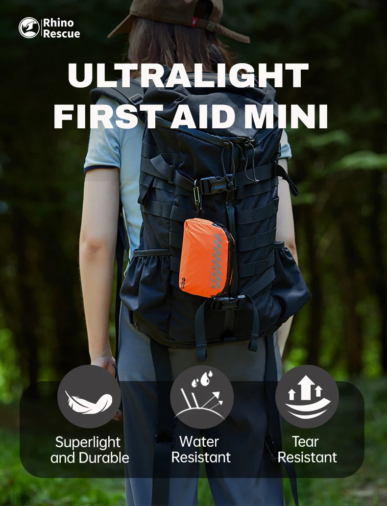 RHINO RESCUE Portable First Aid Kit – Lightweight Waterproof Emergency Kit for Hiking, Travel & Outdoor Use Trekker Essentials