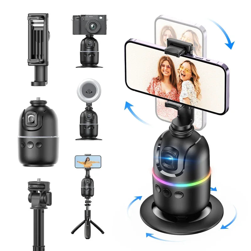 Smart 360° Auto Face Tracking Tripod with Gesture Control & Fill Lights