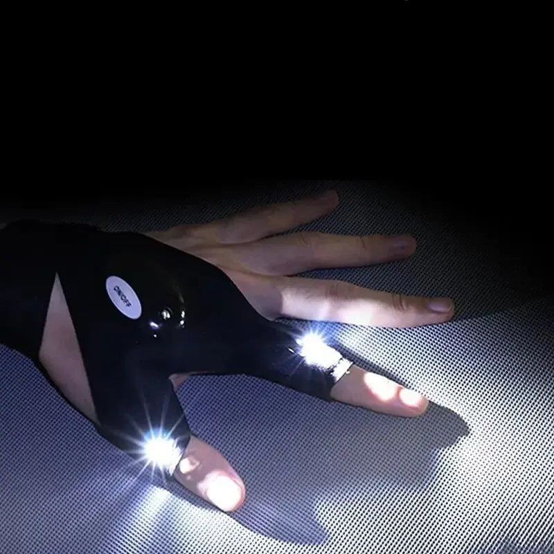 Night Light Fingerless LED Gloves Waterproof Outdoor Fishing Camping, Multi Light Outdoor Tool