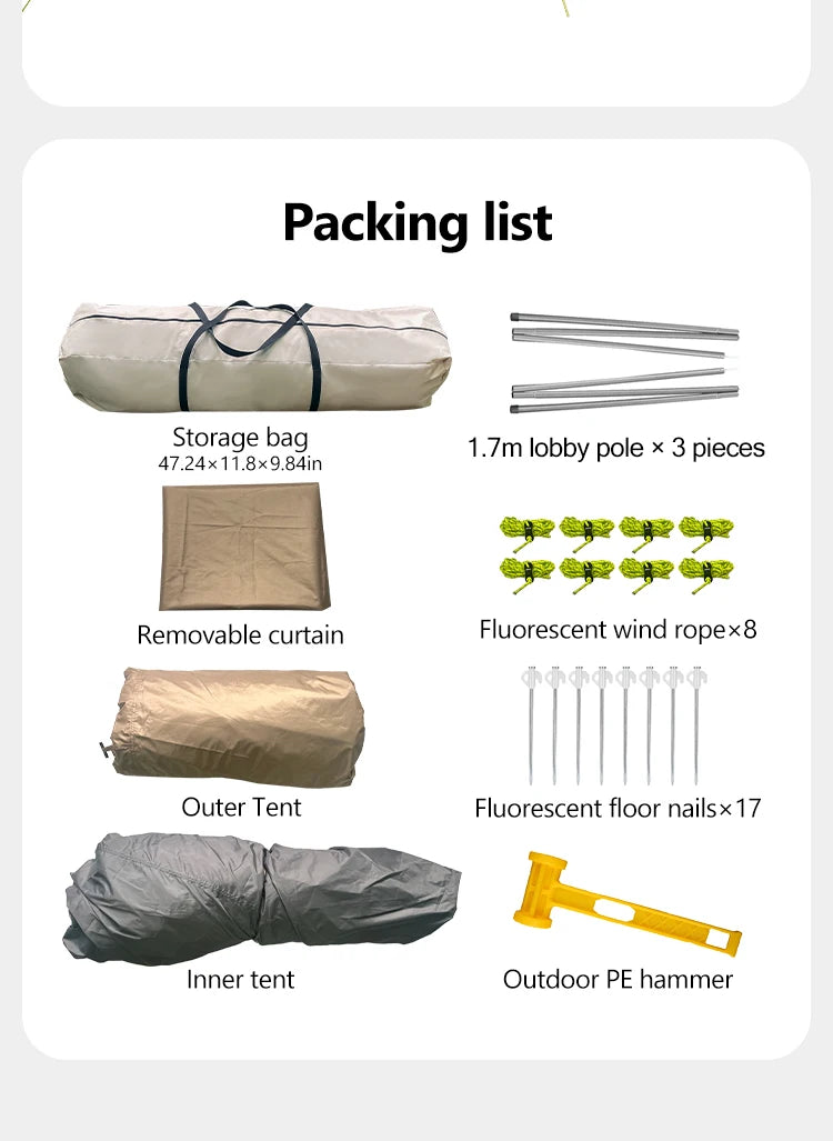 Fully Automatic Quick Open Two-Room Camping Tent – Waterproof 4-8 Person Cabin Tent for Outdoor Overnight Stays