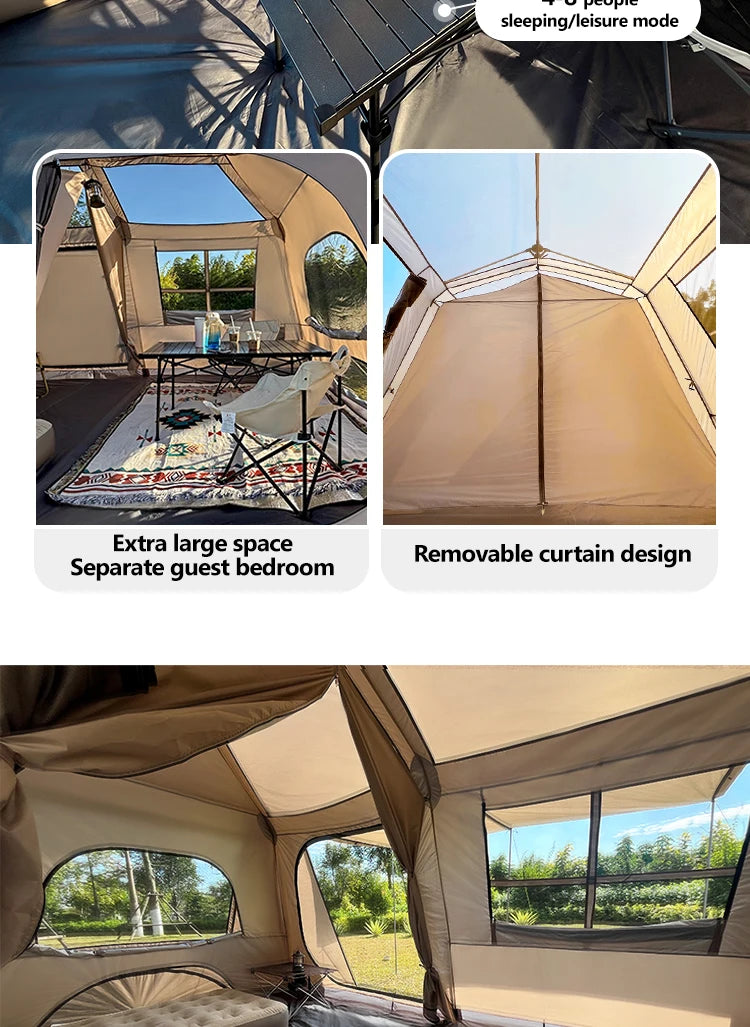Fully Automatic Quick Open Two-Room Camping Tent – Waterproof 4-8 Person Cabin Tent for Outdoor Overnight Stays