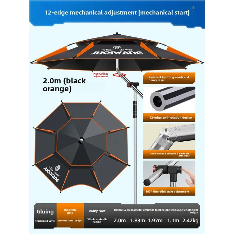 Outdoor Fishing Umbrella 360 Degree Rotatable Sunshade Camping UV Resistant Thickened Waterproof Walking Stick Umbrella Trekker Essentials