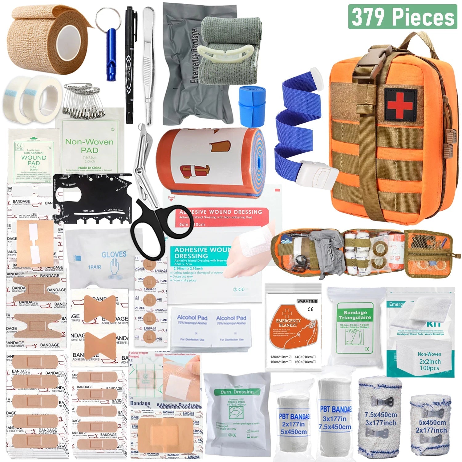 379-Piece First Aid Kit – Portable Emergency Medical Bag for Home, Office, Travel & Outdoor Use Trekker Essentials