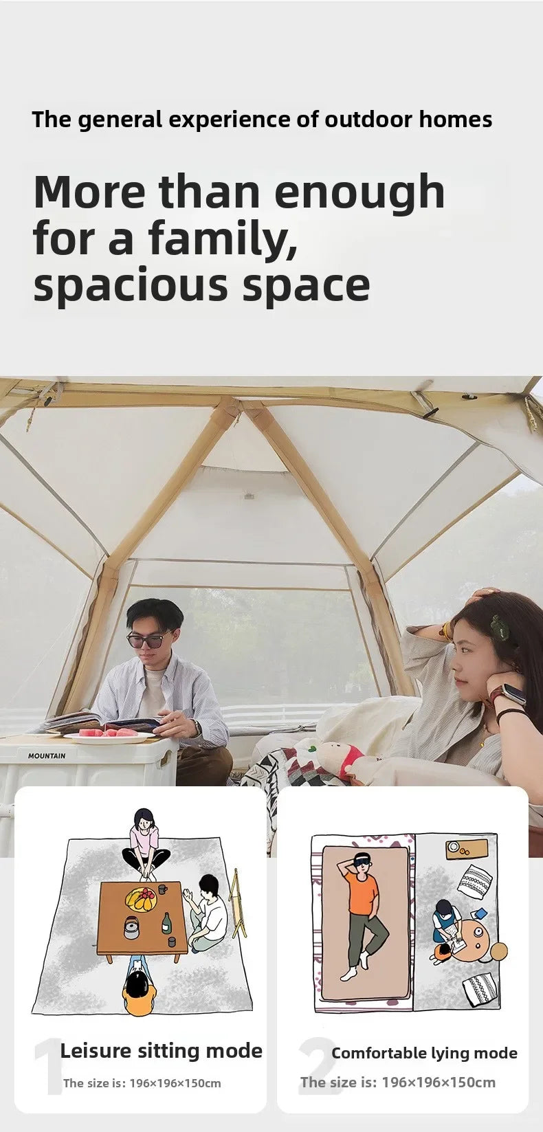 New Automatic Inflatable Camping Tent – Instant Setup, Waterproof & Portable for 2-Person Family Outdoor Adventures