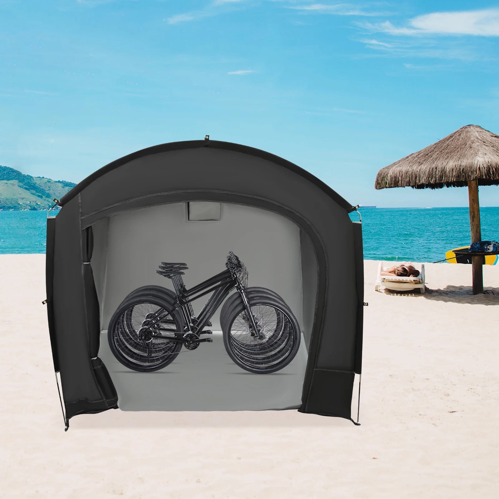 Bike Storage Shed for 1–4 Bikes – Portable Waterproof Bicycle Shelter, 210D Oxford, 220x150x185cm Trekker Essentials