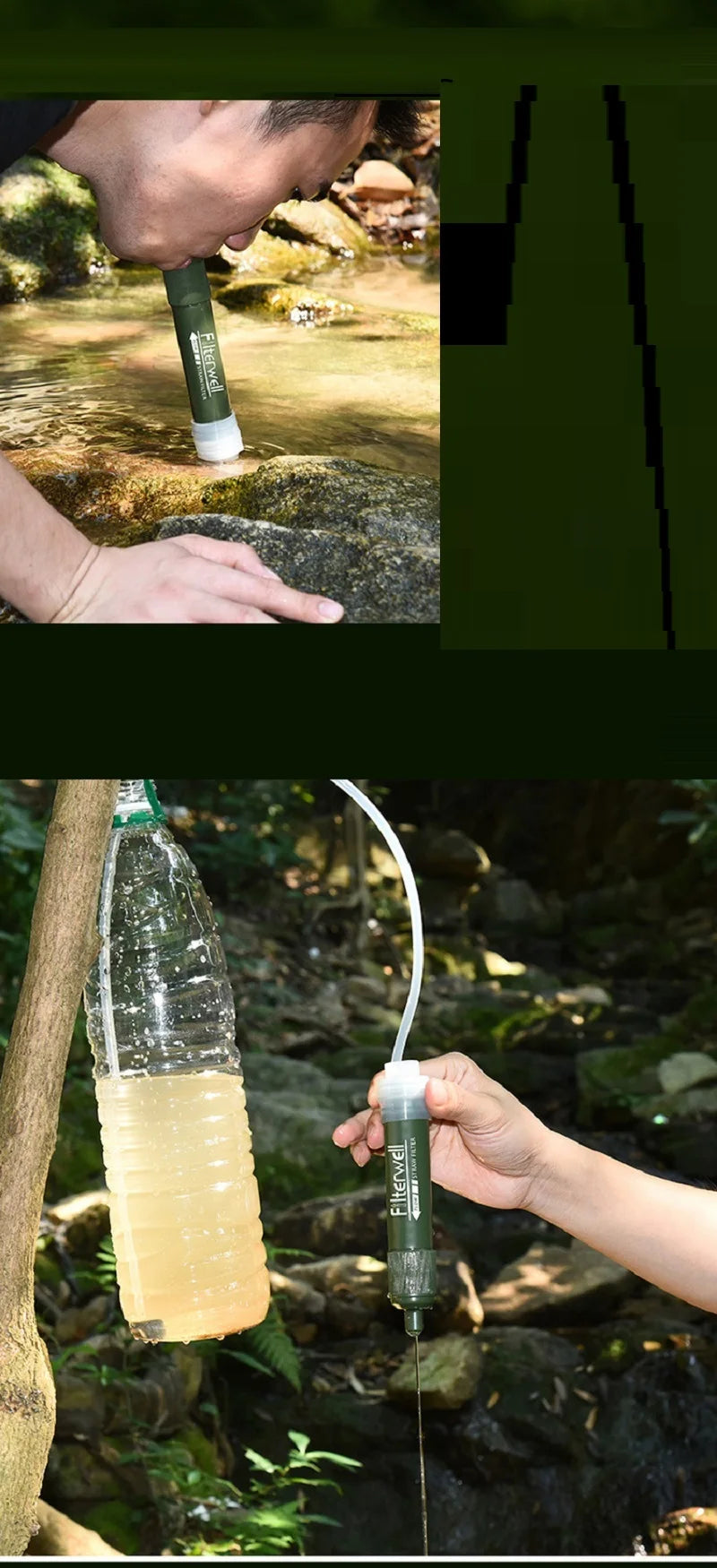 Portable Water Filter for Camping & Hiking – 0.01 Micron Backpacking Water Purifier with Squeeze Bag Trekker Essentials