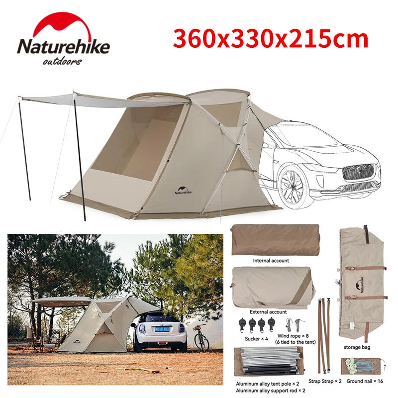 Tienda de campaña lateral Naturehike para coche: toldo todoterreno para camping y glamping