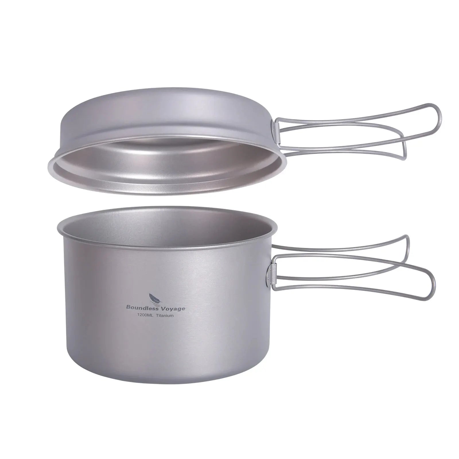 Titanium Camping Cookware Set – Ultralight Pot & Pan with Folding Handles for Hiking & Backpacking Trekker Essentials