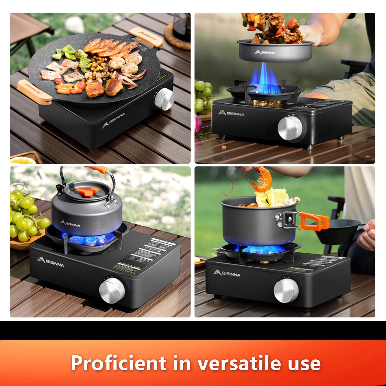 BISINNA Camping Gas Stove 5800W High Firepower Outdoor Portable Cassette Burner for Picnic Hiking Trekking Trekker Essentials