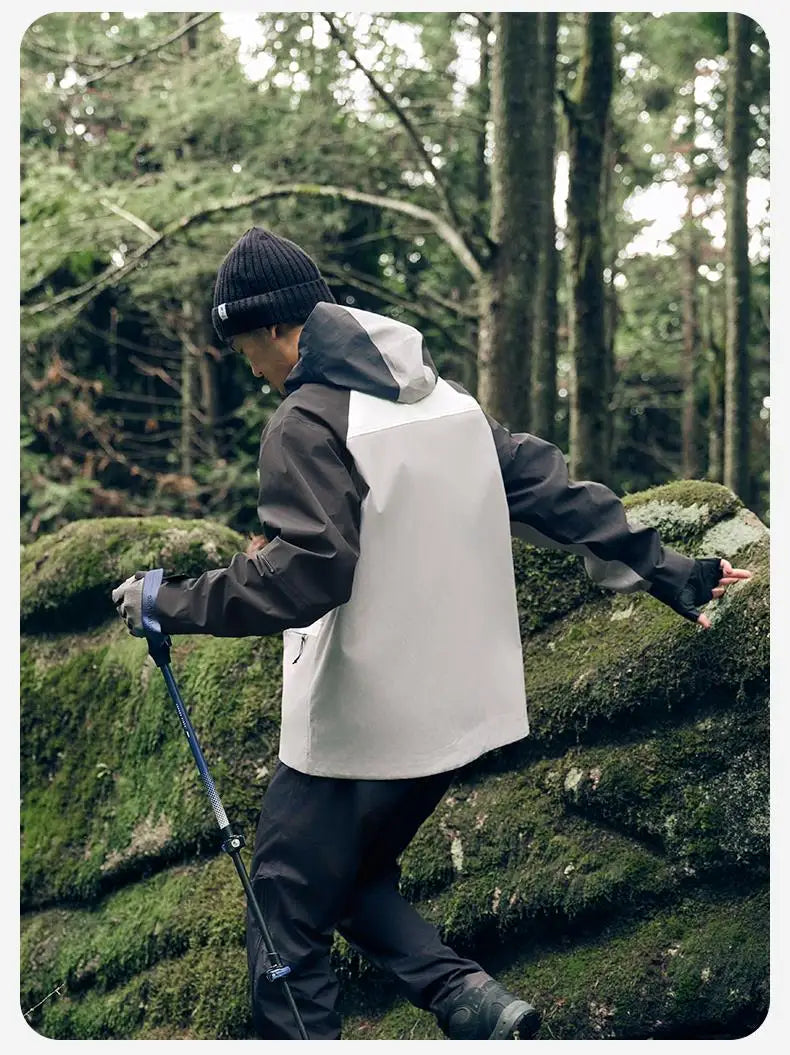 Naturehike Waterproof Hooded Jacket Hiking Hardshell Coat Camping Windbreaker Fishing Raincoat Patchwork Outer Protective Layer Trekker Essentials