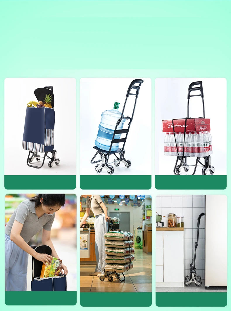 Light Grocery Shopping Trolley Household Climbing Stairs Folding Trailer Outdoor Travel Hand Pull Shopping Cart
