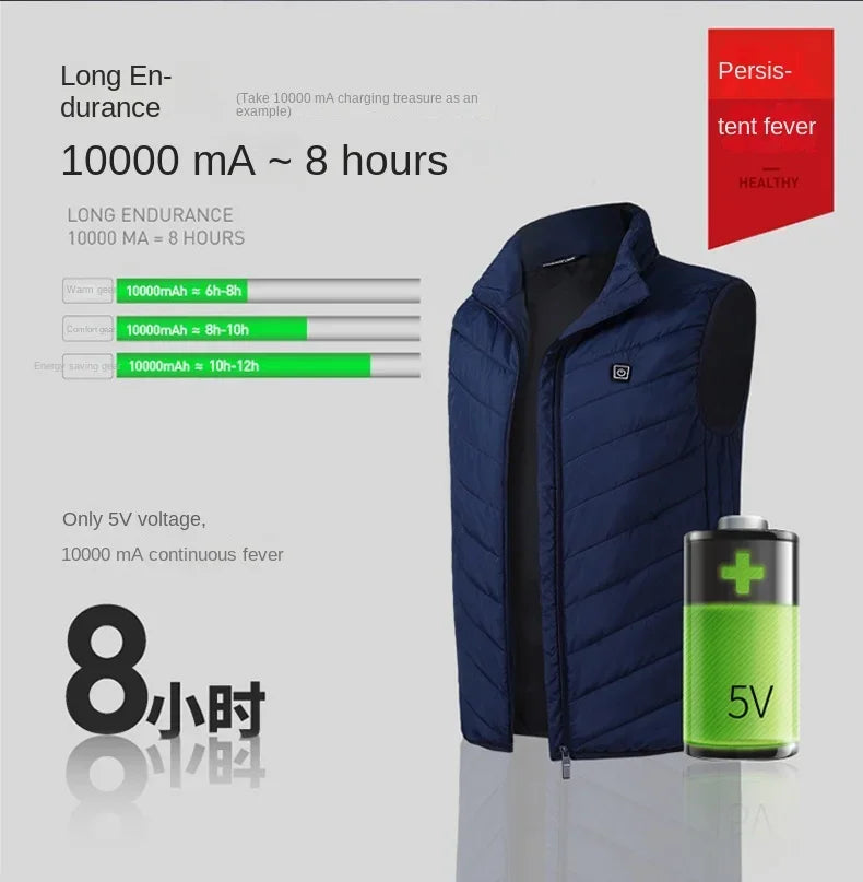 21-Zone Self-Heating Vest with USB Power | Men's & Women's Thermal Heated Jacket for Outdoor Activities