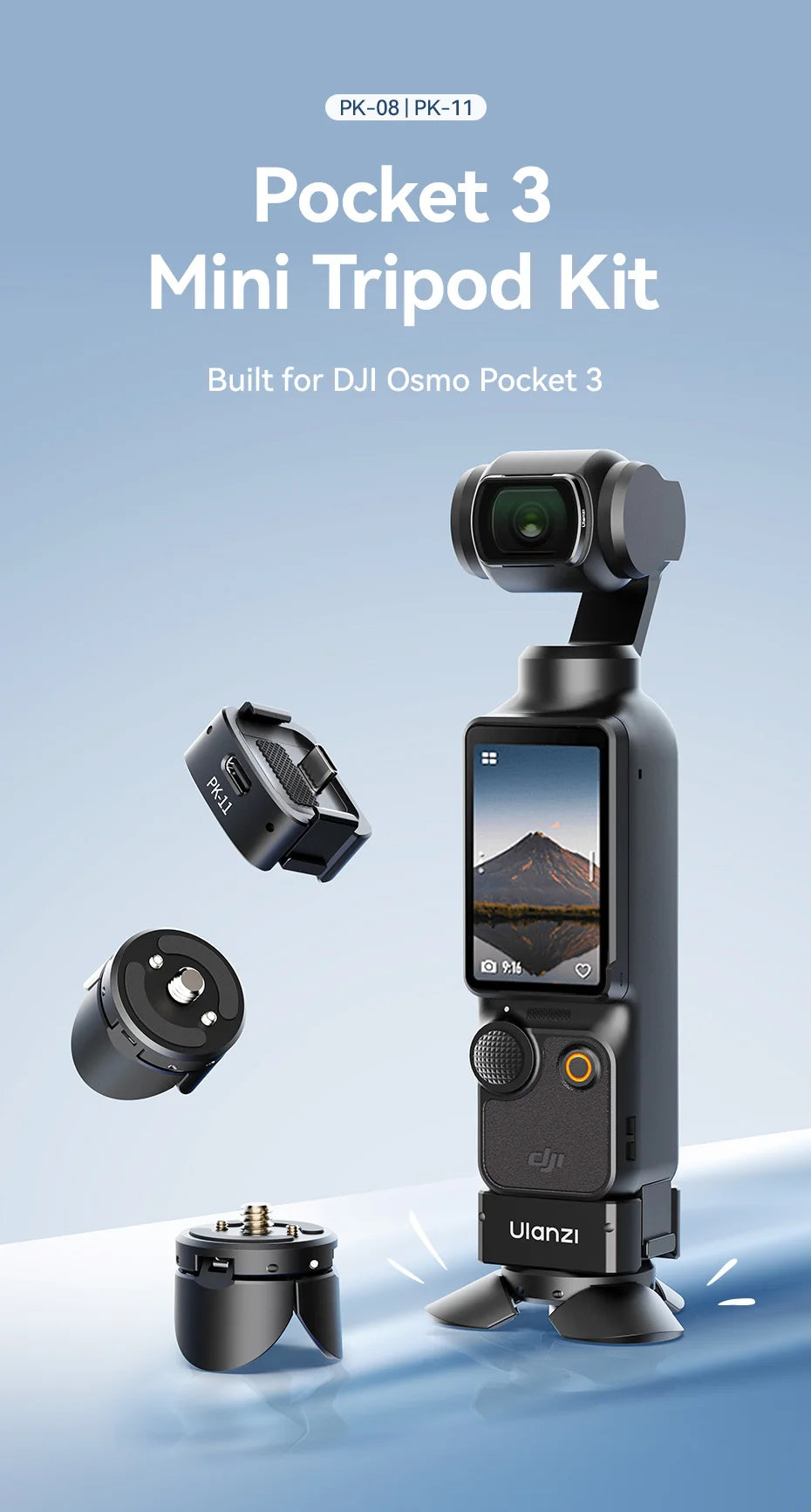Kit de mini trípode Ulanzi Pocket 3 para DJI Osmo Pocket 3 - PK-08 + PK-11