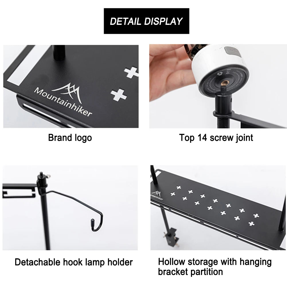 MountainHiker Camping Lantern Stand – Detachable Tabletop & Ground Light Holder, Adjustable Aluminum Alloy Lamp Bracket for Camping, Hiking & BBQ