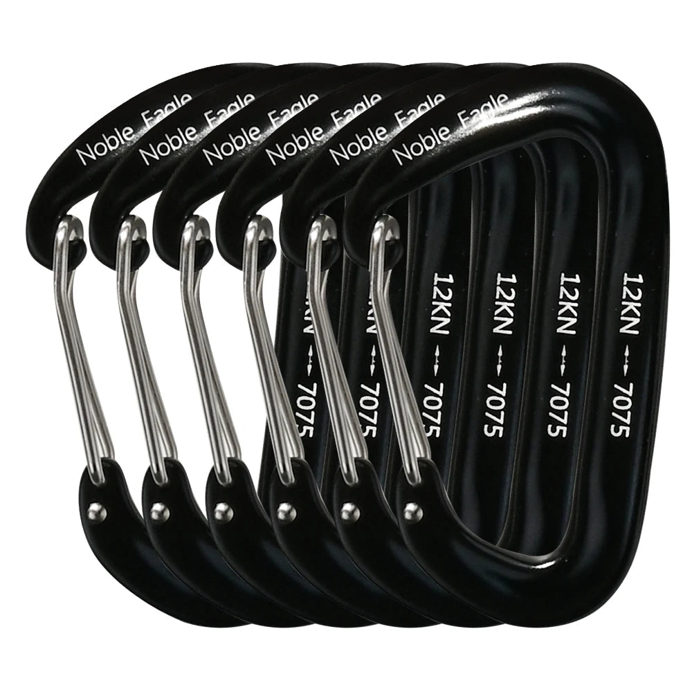 6Pcs 12kn Carabiner Set D Ring Heavy Duty Aluminum Tactical Carabiners Clips Camping Hiking Climbing Hook Hammock Outdoor Gear Trekker Essentials