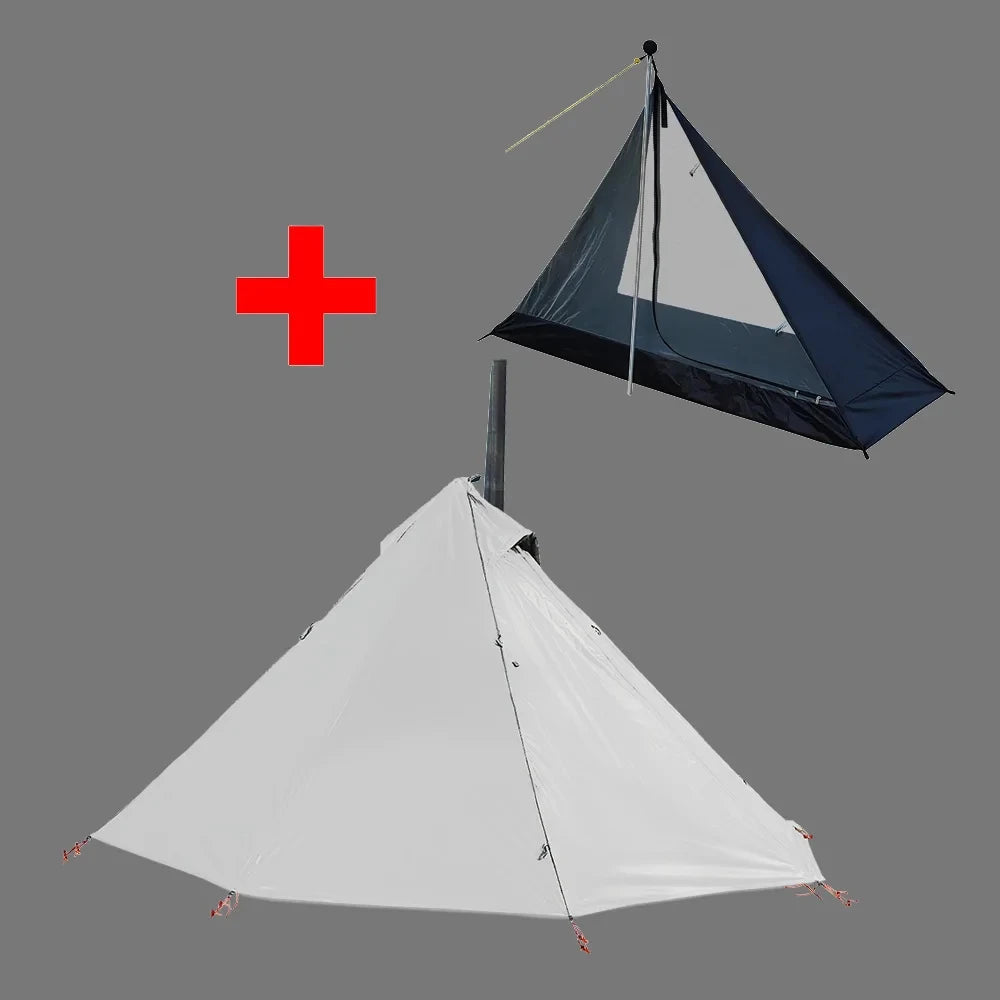 Ultralight Hot Tent with Chimney Port – 1 Person Pyramid Tipi Tent for Camping & Bushcraft Trekker Essentials