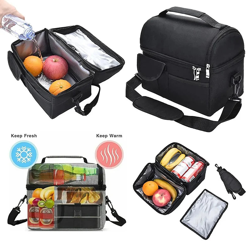 Large Leak-Proof Insulated Cooler Bag – Dual Compartment Lunch Tote for Camping & Travel