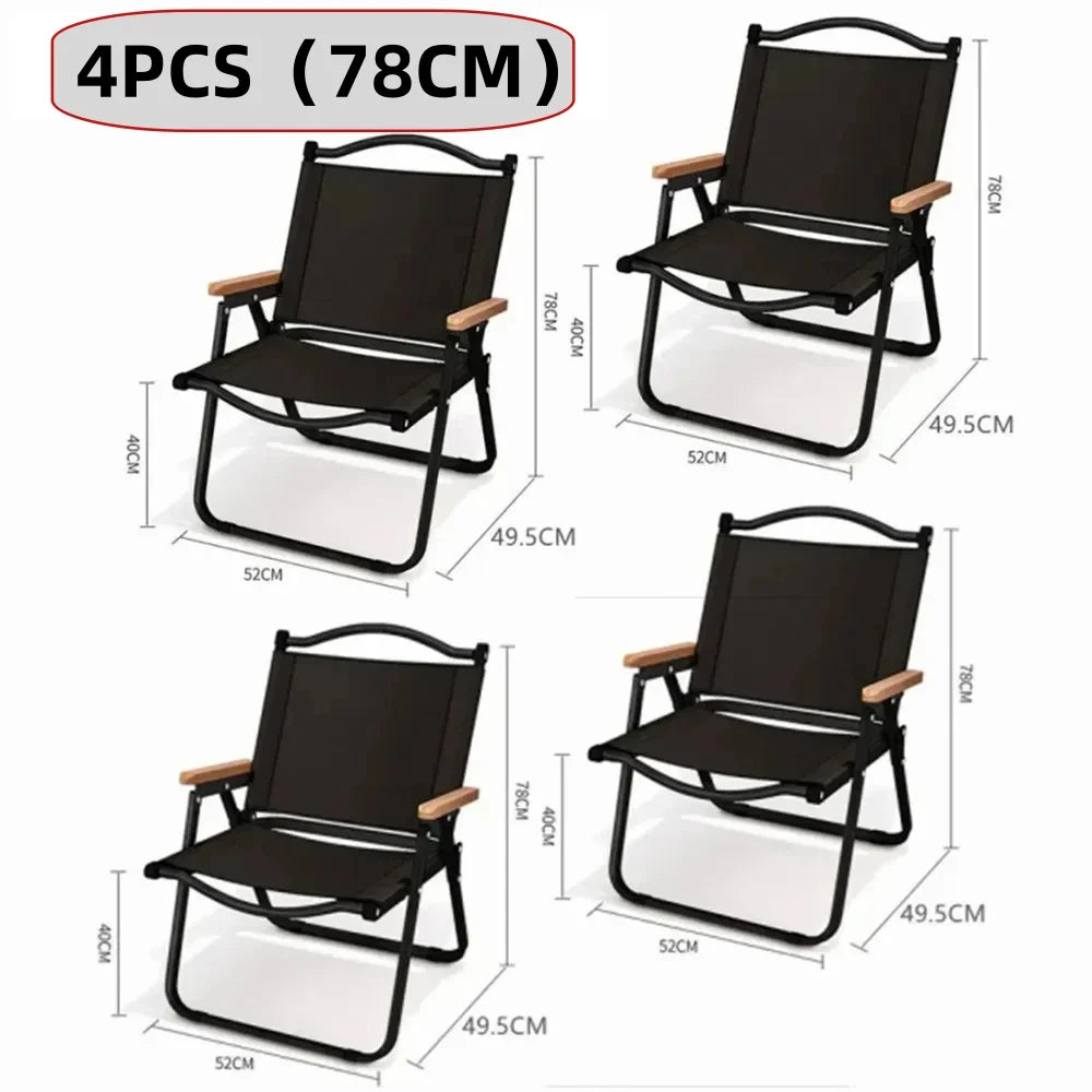 4/2/1PCS-khaki Camping Chair Portable Outdoor Chair Aluminum Alloy Wood Grain Folding Chair Camping Equipment Kermit Chair Trekker Essentials