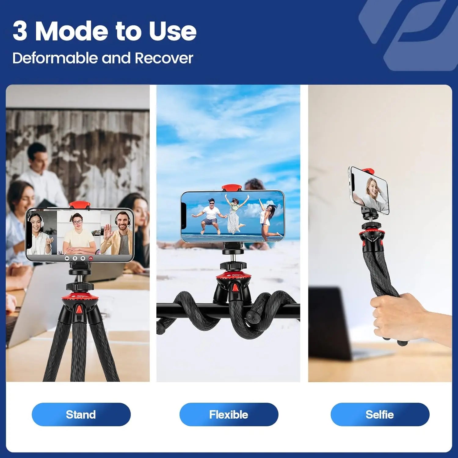 Fotopro UFO2 SET Tripod for iPhone Flexible Camera Tripod with Adapter Travel Phone Tripod Stand for Live Streaming Video Trekker Essentials