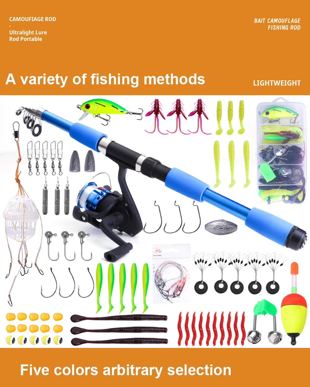 FTK Telescopic Fishing Rod & Reel Combo - 1.8/2.1m Carbon Fiber Pole with Full Kit
