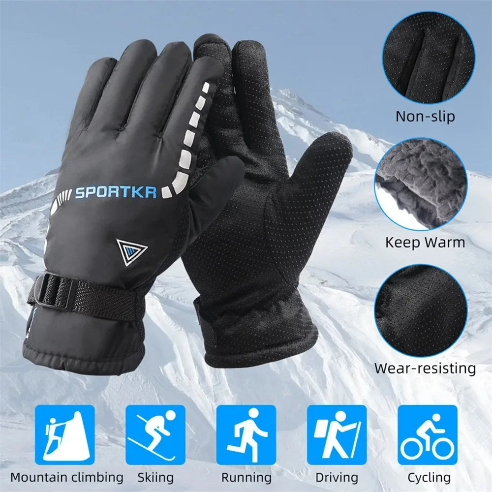 Waterproof Unisex Winter Gloves – Thickened Fleece, Windproof & Non-Slip for Skiing & Cycling