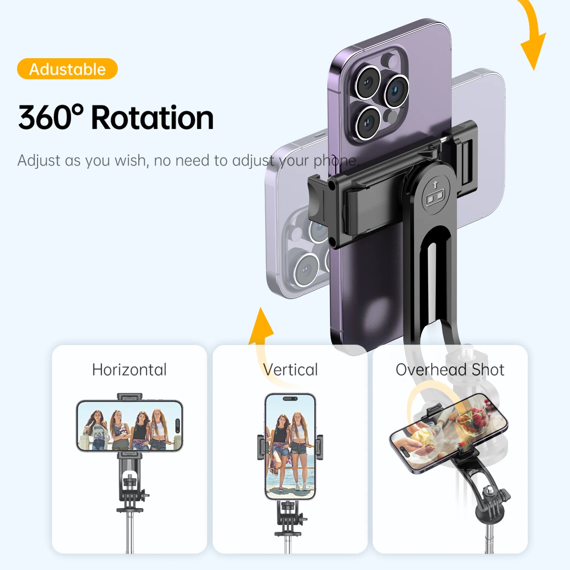 Portable Selfie Stick Tripod with Bluetooth Remote & 360° Phone Holder