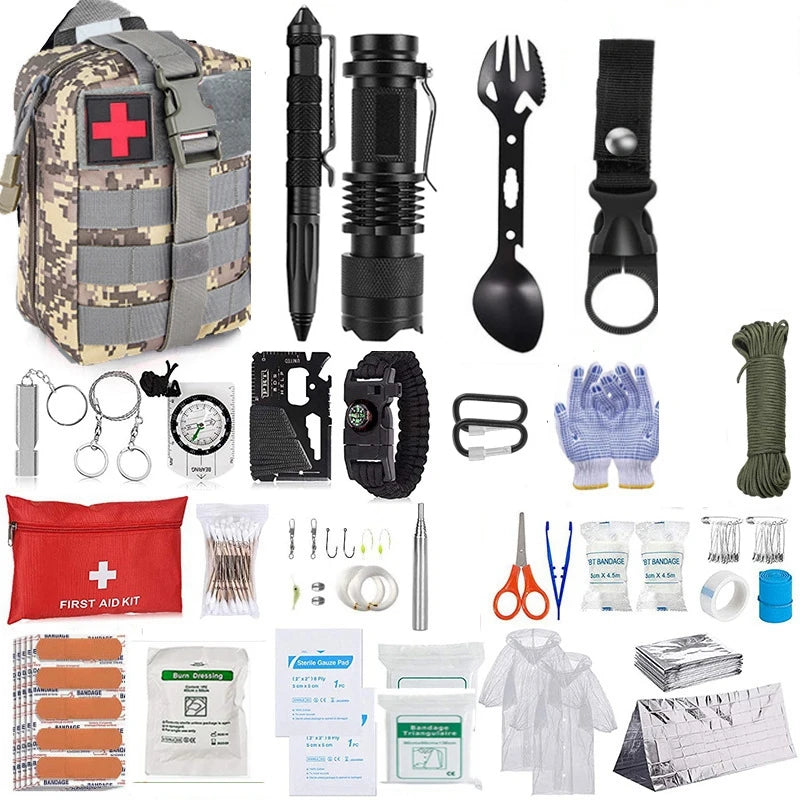 Survival Kit Emergency Set – Multi-Tool Outdoor Camping & First Aid Gear for Hiking, Travel & Wilderness Trekker Essentials