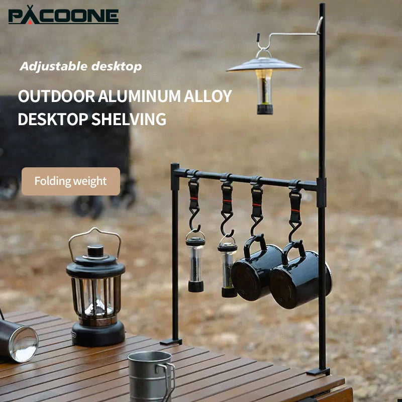 Portable Aluminum IGT Lantern & Gear Hanging Stand with Detachable Shelf