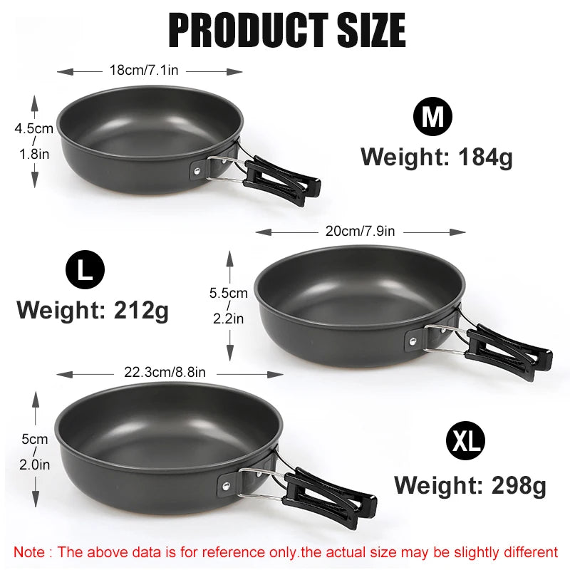 Portable Aluminum Camping Frying Pan – Lightweight Outdoor Cookware with Foldable Handle for Hiking & Camping Trekker Essentials