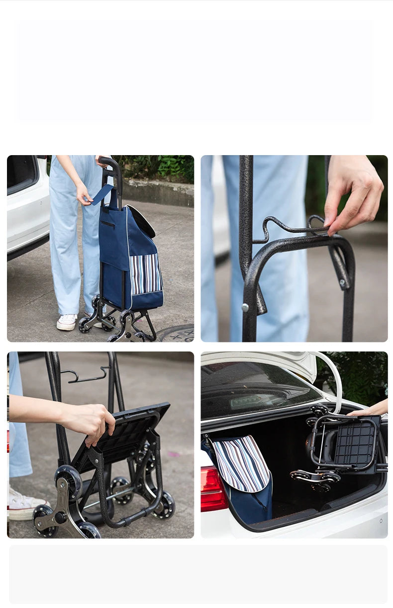 Light Grocery Shopping Trolley Household Climbing Stairs Folding Trailer Outdoor Travel Hand Pull Shopping Cart