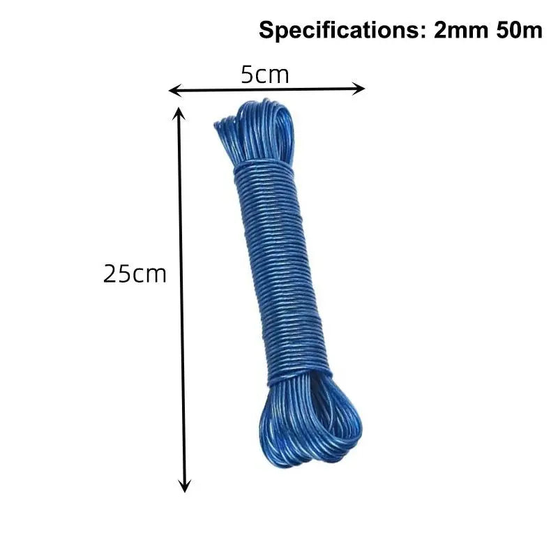 10/20/30/50M PVC Coating Steel Clothesline Outdoor Portable Clothesline Garden Camping Travel Clothes Drying Rope Trekker Essentials