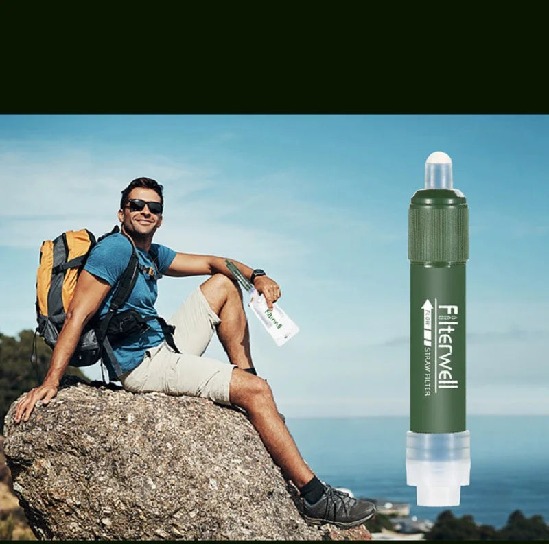 Portable Water Filter for Camping & Hiking – 0.01 Micron Backpacking Water Purifier with Squeeze Bag Trekker Essentials