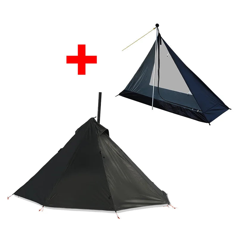 Ultralight Hot Tent with Chimney Port – 1 Person Pyramid Tipi Tent for Camping & Bushcraft Trekker Essentials
