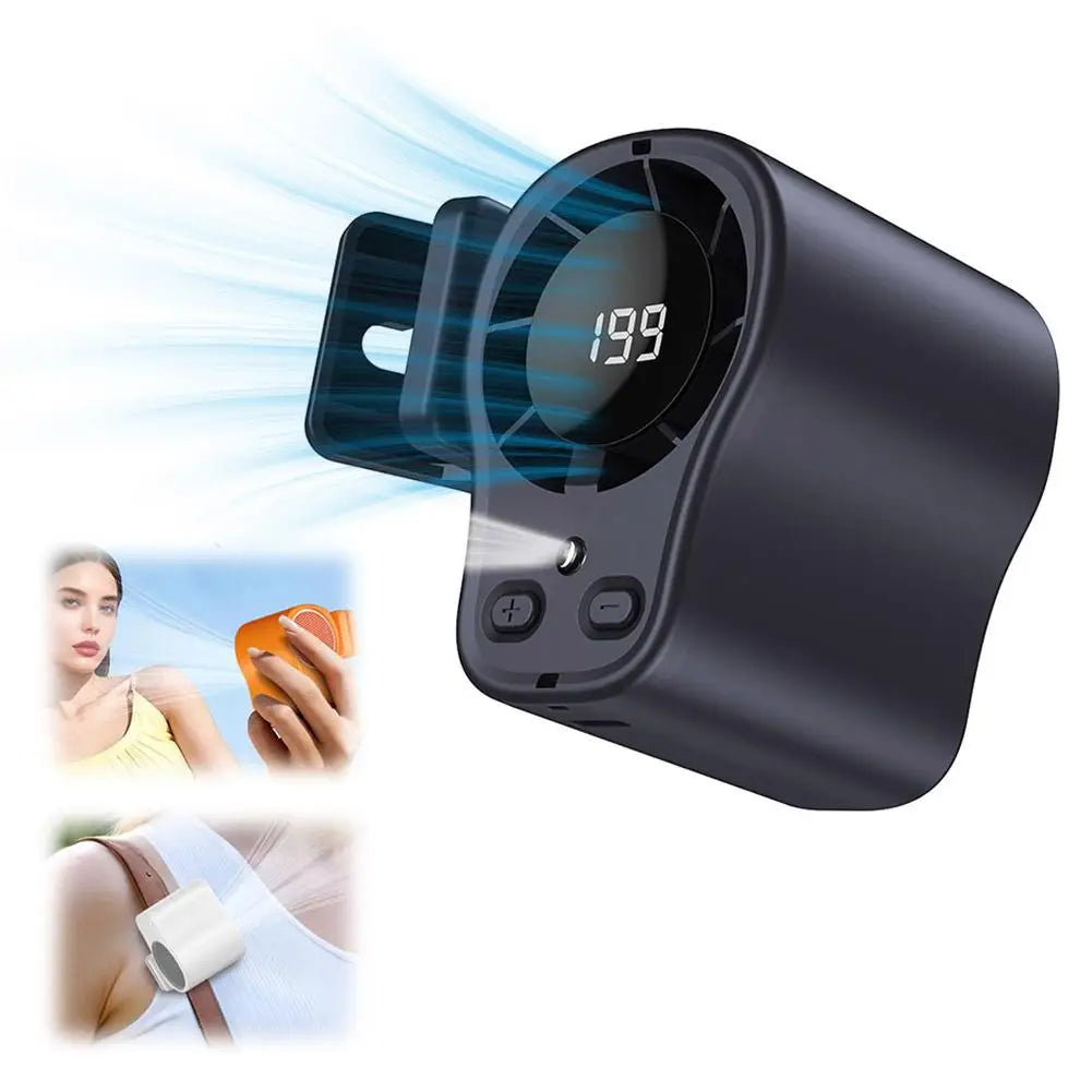 Car Fan USB Rechargeable Portable Clip-on Desk Fan LED Display 360° Rotation Quiet Powerful Airflow for Camping Travel Office Trekker Essentials
