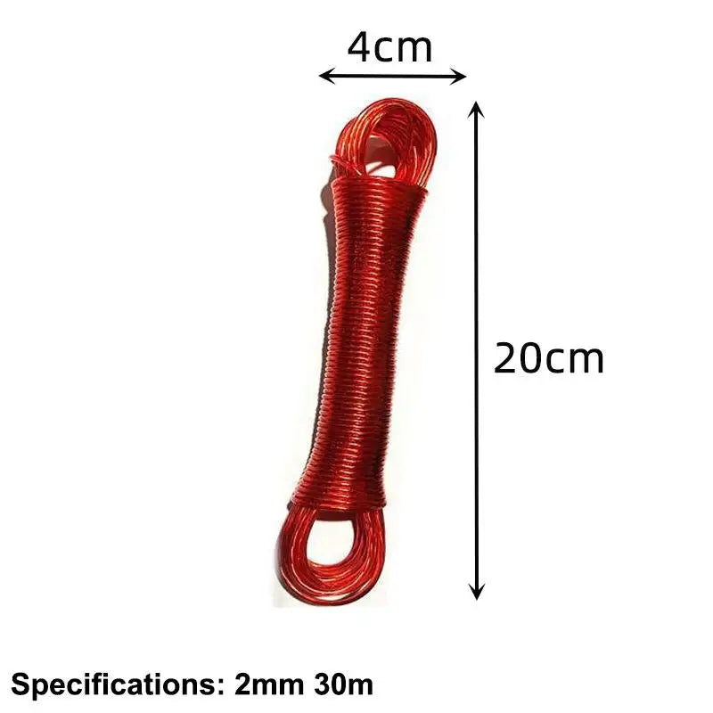 10/20/30/50M PVC Coating Steel Clothesline Outdoor Portable Clothesline Garden Camping Travel Clothes Drying Rope Trekker Essentials