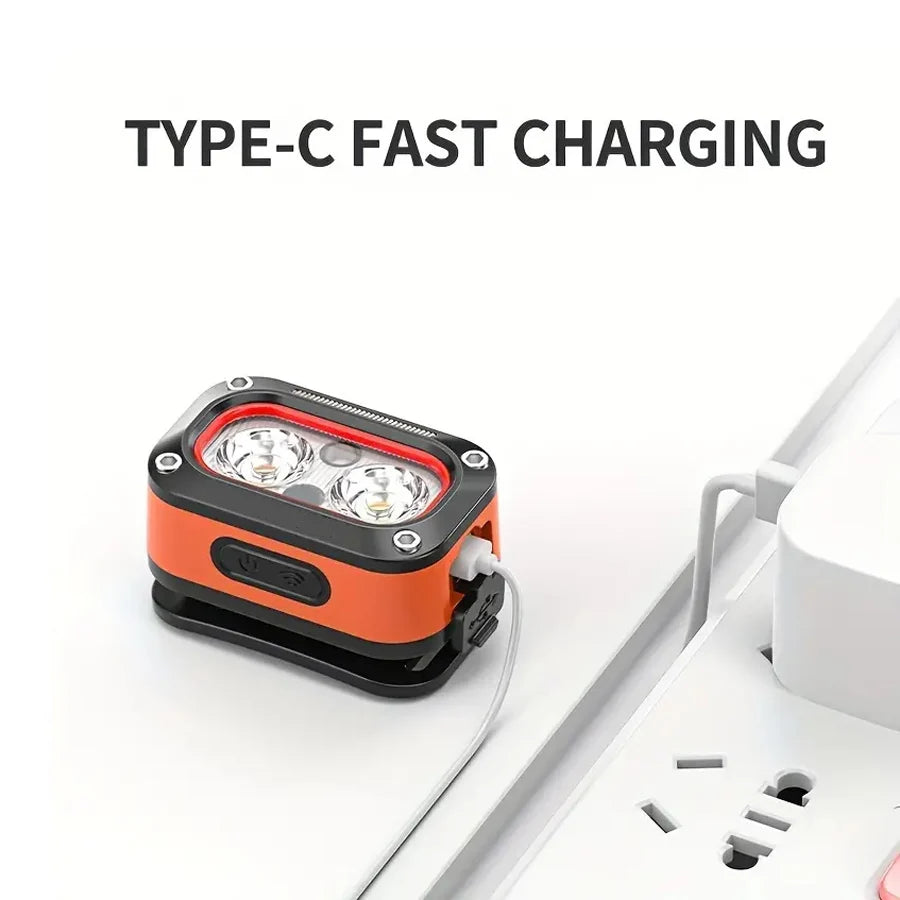 Rechargeable Motion Sensor Headlamp - 45° Adjustable Hands-Free Light for Camping, Hiking & Fishing