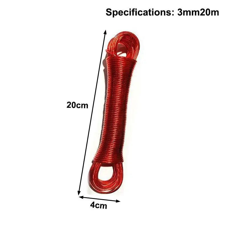 10/20/30/50M PVC Coating Steel Clothesline Outdoor Portable Clothesline Garden Camping Travel Clothes Drying Rope Trekker Essentials