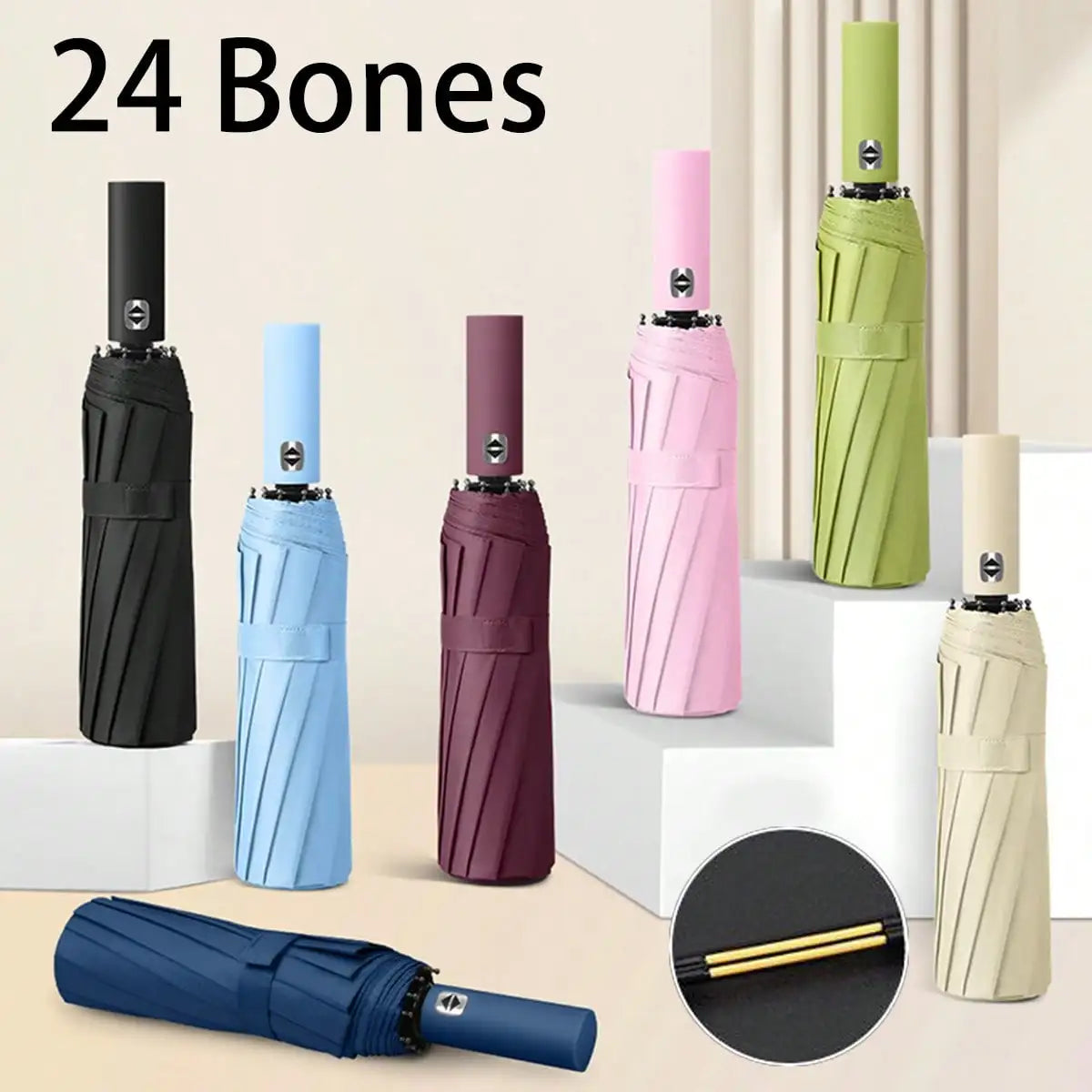1pc Fully Automatic 24-Rib Windproof Compact Folding Umbrella, Dual Use Sunshade & Rainproof, Reinforced Multi-Function Travel Umbrella,Spring Summer Picks,Brides Maid Gifts,Room,Bedroom Decor,Beach,Travel,For Men,For Women,V Trekker Essentials