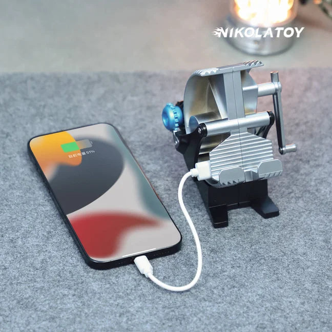 Metal Mechanical Alloy Sawtooth Knob Gear Hand-crank Power Generator Mobile Phone Stand Universal Phone Holder Trekker Essentials