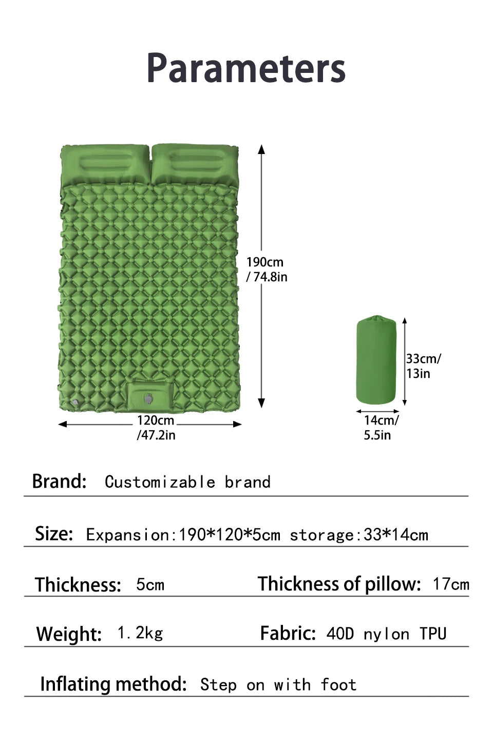 Double Inflatable Camping Mattress – Extra Wide Ultralight Sleeping Pad with Built-in Pump for Camping & Travel Trekker Essentials
