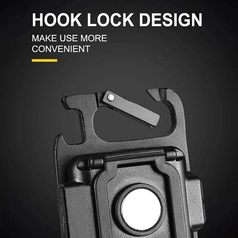 LED Working Light USB Rechargeable Mini Flashlight Portable Bright Keychain Pocket Clip Lantern Outdoor Hiking Fishing Camping Trekker Essentials