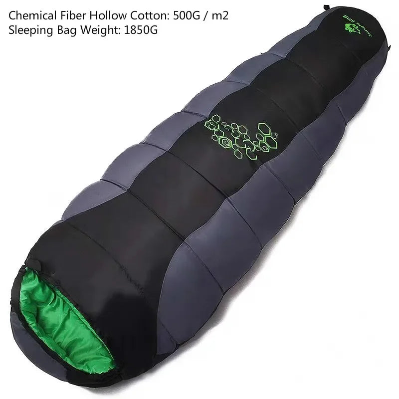 Thickened Cotton Sleeping Bag for Winter: 4-Season Mummy Bag with Adjustable Temperature Ratings