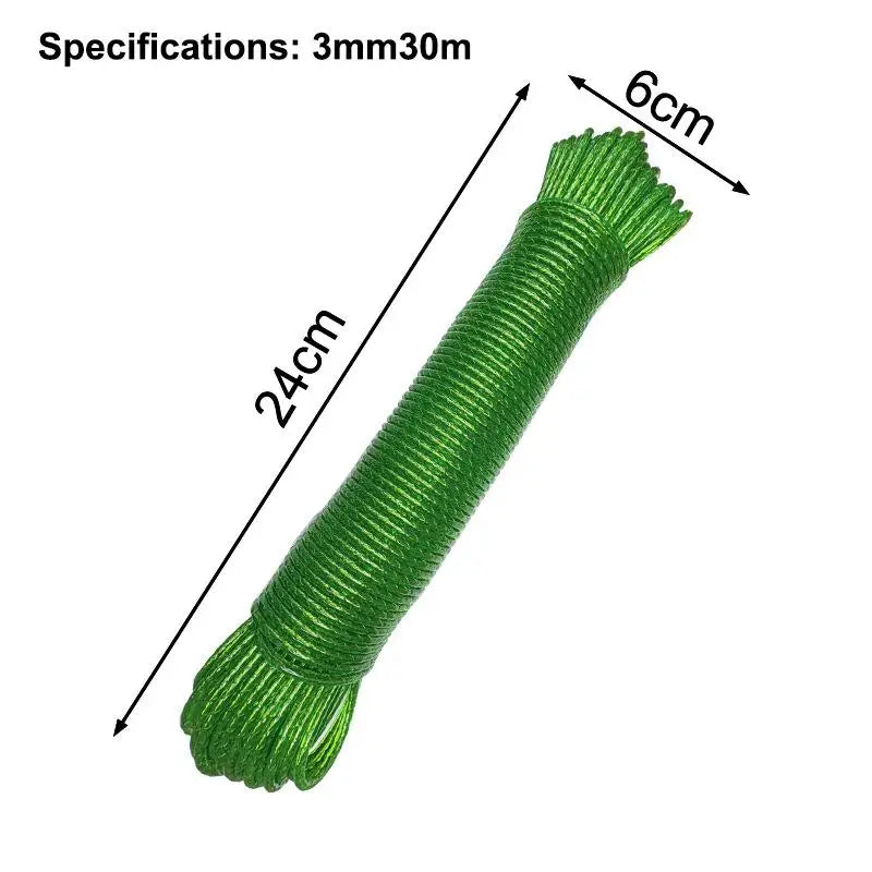 10/20/30/50M PVC Coating Steel Clothesline Outdoor Portable Clothesline Garden Camping Travel Clothes Drying Rope Trekker Essentials