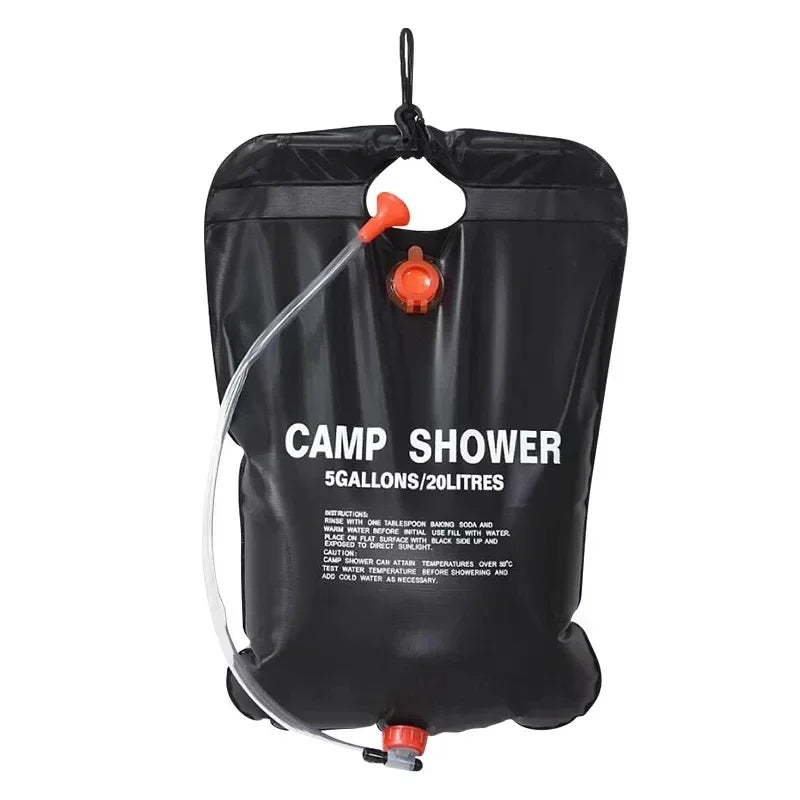 20/40L Foldable Solar Shower Bag Outdoor Bath Water Bag Camping Sun Compact Heated Water Shower Bags Scrubbing Pool Accessories Trekker Essentials