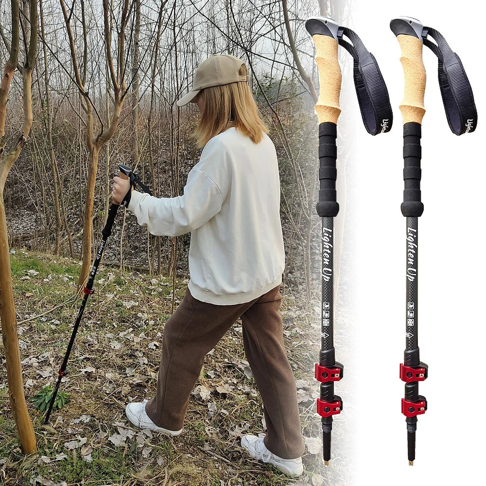 Telescopic Carbon Fiber Trekking Poles: Collapsible Lightweight Walking and Hiking Sticks (2pcs)