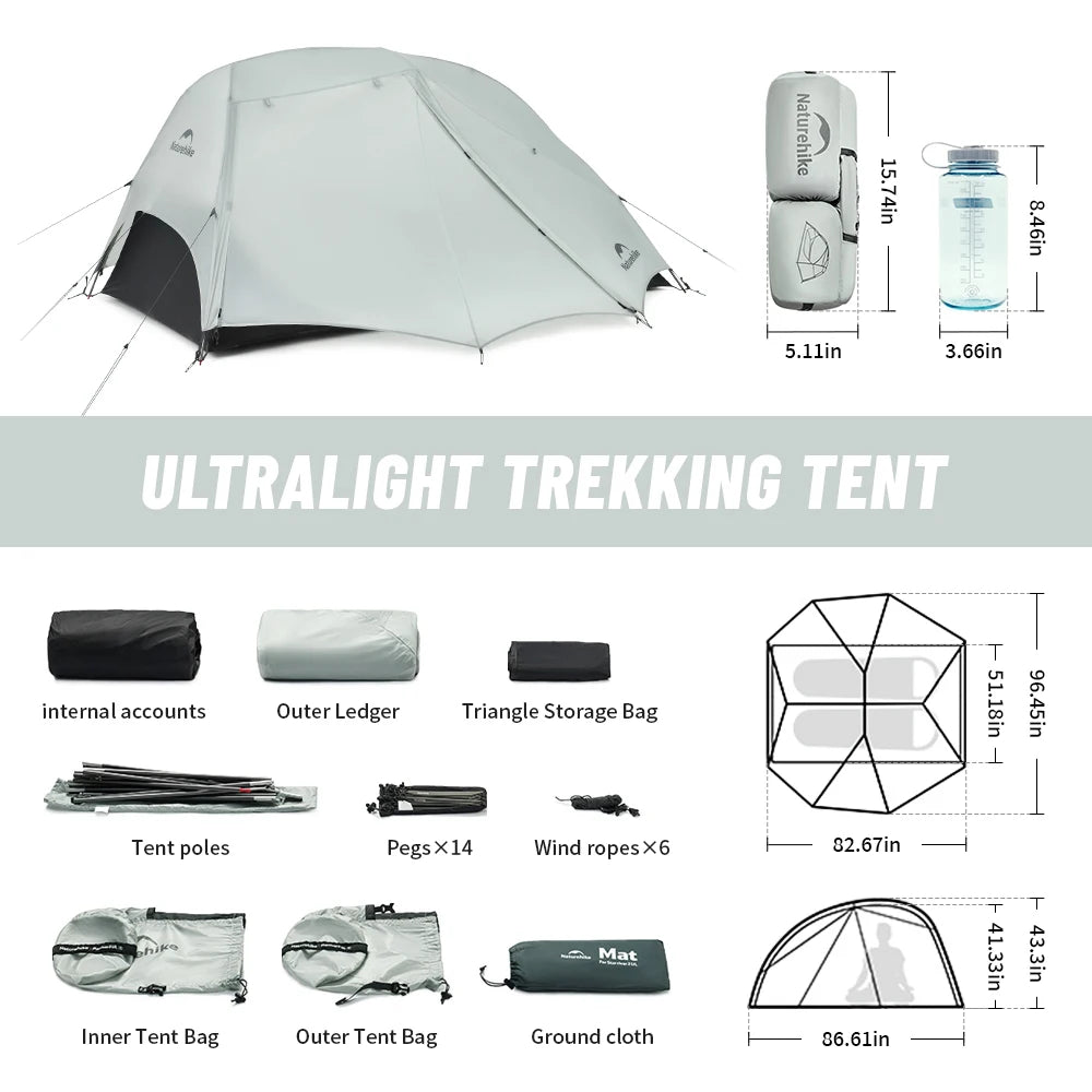 Naturehike Ultralight 2-Person Camping Tent (2025) – Waterproof 4-Season Backpacking Shelter with Aluminum Poles Trekker Essentials