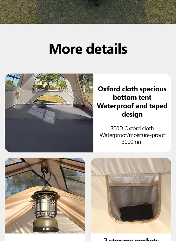 Fully Automatic Quick Open Two-Room Camping Tent – Waterproof 4-8 Person Cabin Tent for Outdoor Overnight Stays