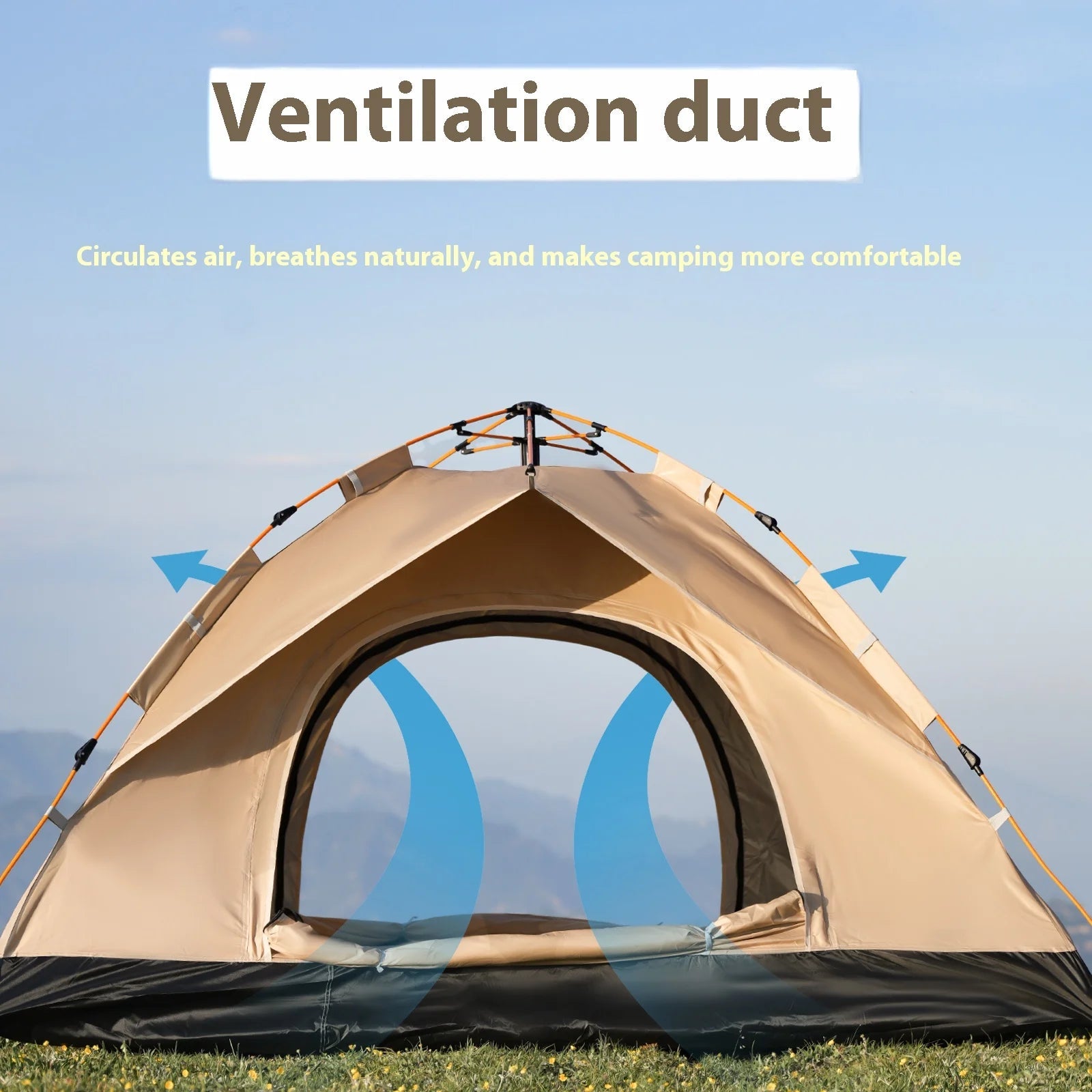 Pakicetus Instant Golden Tent - Portable 3-4 Person Sun & Rain Shelter for Beach & Camping Trekker Essentials