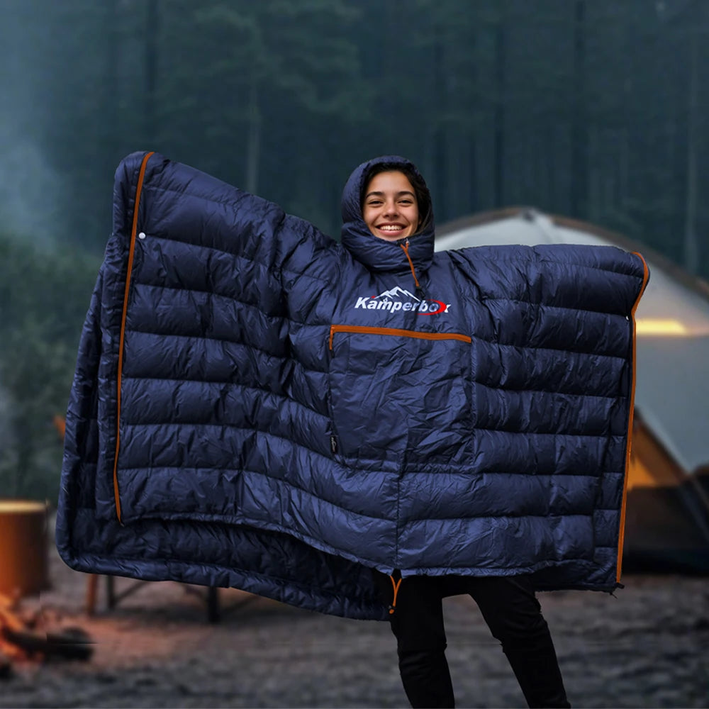 All-Season Wearable Sleeping Bag: 3-in-1 Poncho, Camping Blanket & Envelope Sleeping Bag for Adults