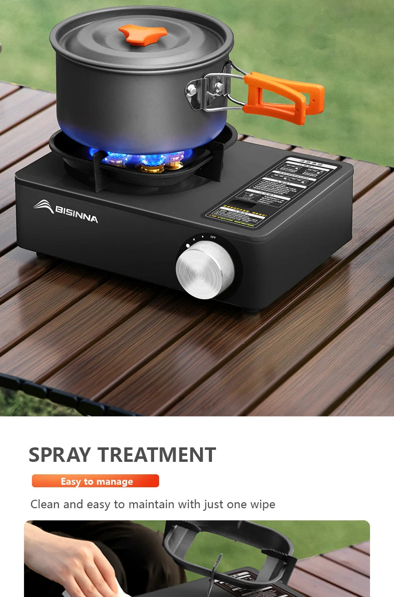 BISINNA Camping Gas Stove 5800W High Firepower Outdoor Portable Cassette Burner for Picnic Hiking Trekking Trekker Essentials